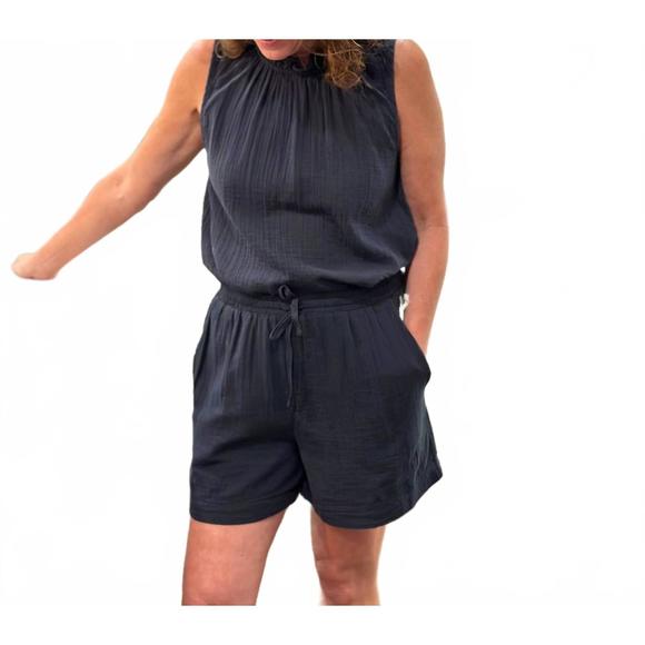 NEW DYLAN women's gauze drawstring short in soft black - Picture 1 of 4